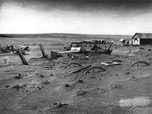 Dust bowl in Dallas, South Dakota, caused by severe drought