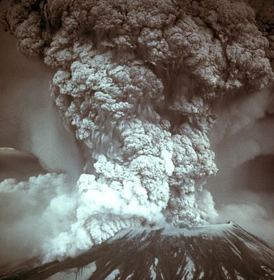 Mount St Helens erupting in 1980.