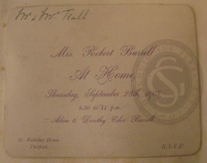 Invitation to 'An Adieu to Dorothy Eden Burrell', 1905