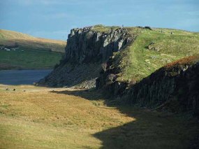The Whin Sill, looking towards Crag Lough from Steel Rigg. Hadrian’s Wall runs along the crest.