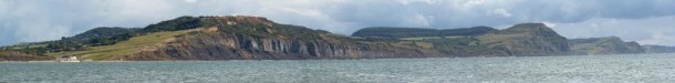 Stonebarrow and Golden Cap as seen from Lyme Regis.