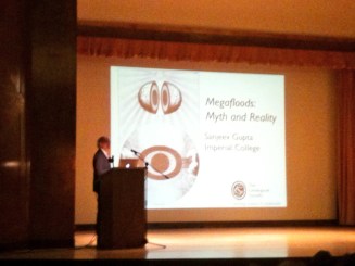 Sanjeev Gupta introducing his talk at the British Science Festival, 'Megafloods: Myth and Reality'