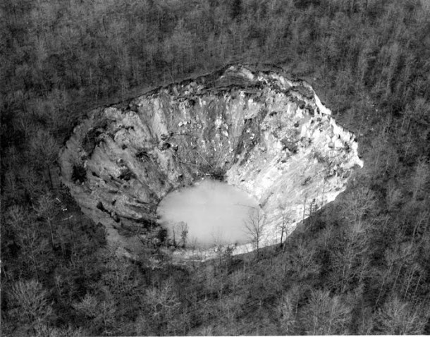 The 'December Giant' or 'Golly Hole' sinkhole that formed on the night of December 2, 1972. Image Credit - USGS. 