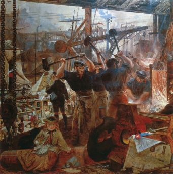 Iron and Coal, 1855–60, by William Bell Scott - did the Anthropocene Epoch start with the Industrial Revolution? (Wikipedia)
