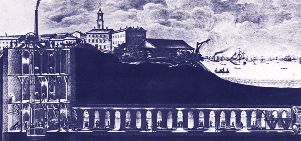 Cross-section of the Thames Tunnel during construction