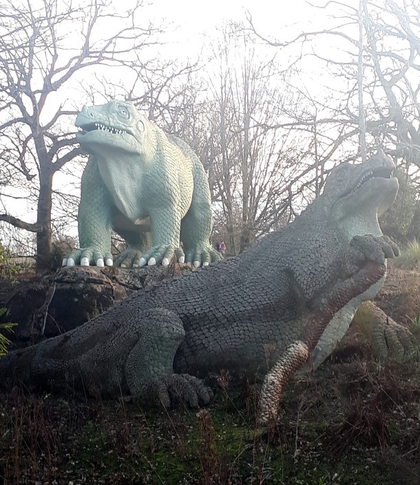 Iguanodons at Crystal Palace Park, 2021